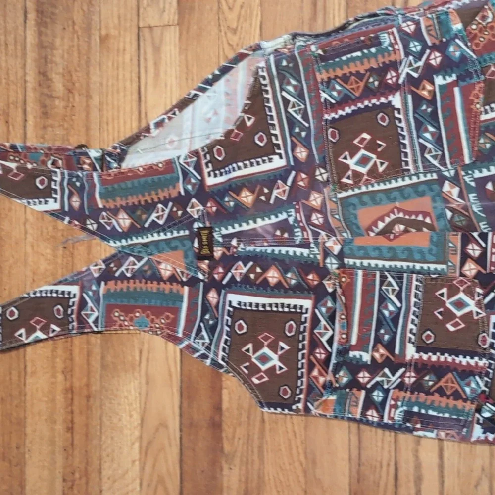 Big Smith Southwestern Pattern Short Overalls Aztec Waist 38 Union Made